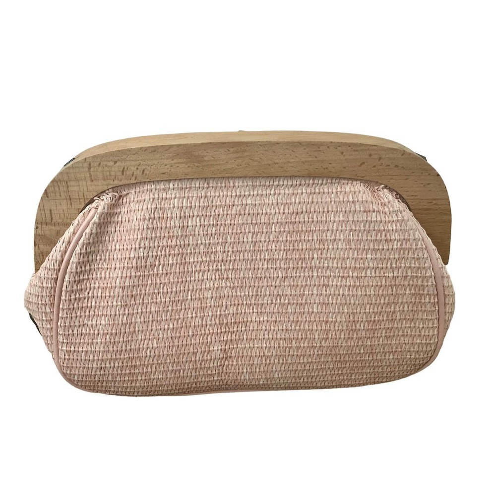 PATRICIA NASH BLUSH PINK GRACCHI WOODEN RAFFIA FRAME CLUTCH - Picture 3 of 5